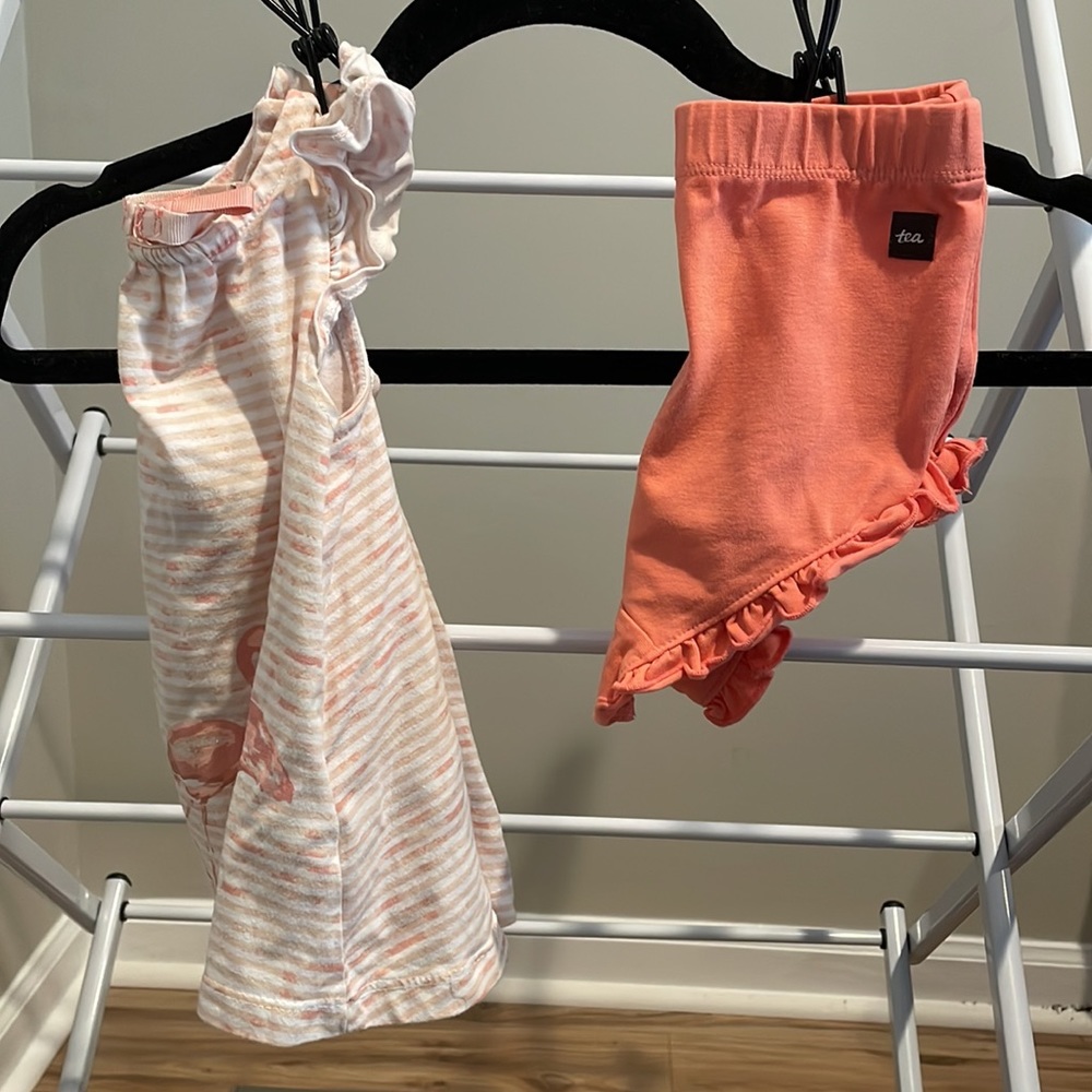 flamingo flutter sleeve tank & tea shorts bundle